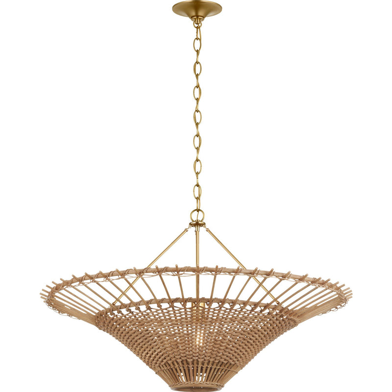 Elona 36" Wicker Pendant in Hand-Rubbed Antique Brass
