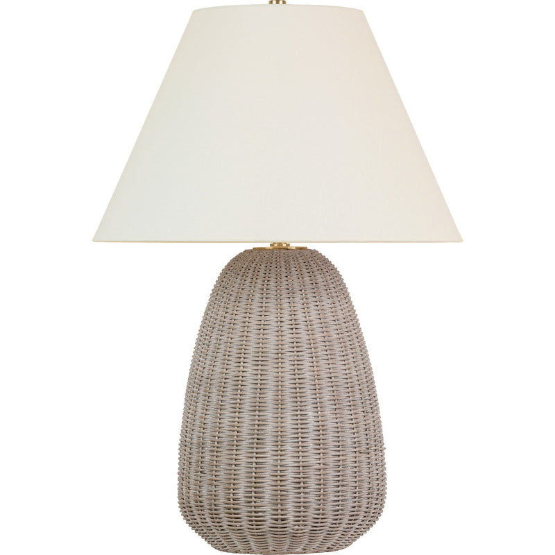 Kokomo 30" Wicker Table Lamp in Ash Wicker and Antique-Burnished Brass