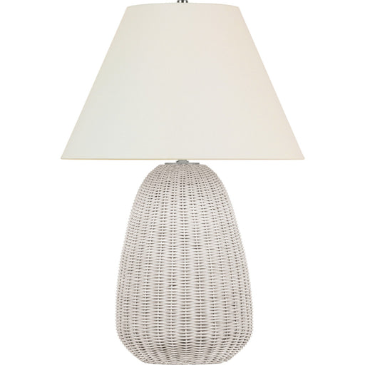 Kokomo 30" Wicker Table Lamp in Chalk Wicker and Polished Nickel