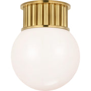 Nolan 9" Globe Flush Mount in Antique-Burnished Brass