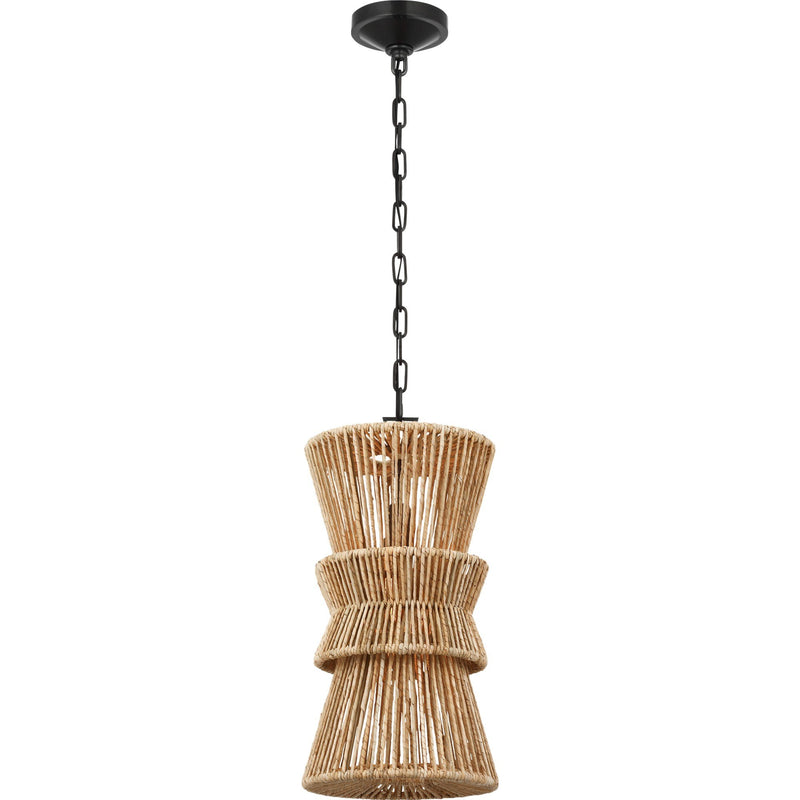 Antigua 11" Pendant in Bronze and Natural Abaca