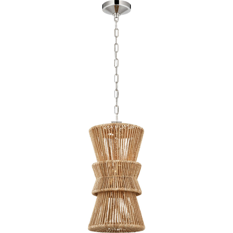 Antigua 11" Pendant in Polished Nickel and Natural Abaca