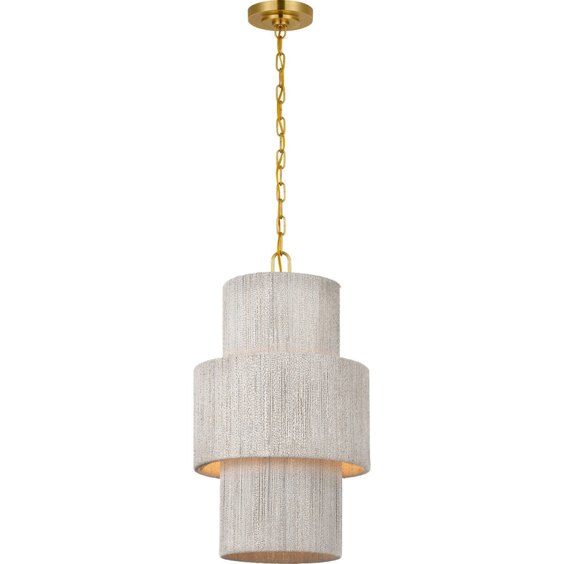 Dorado 15" Pendant in Antique-Burnished Brass and Washed Abaca