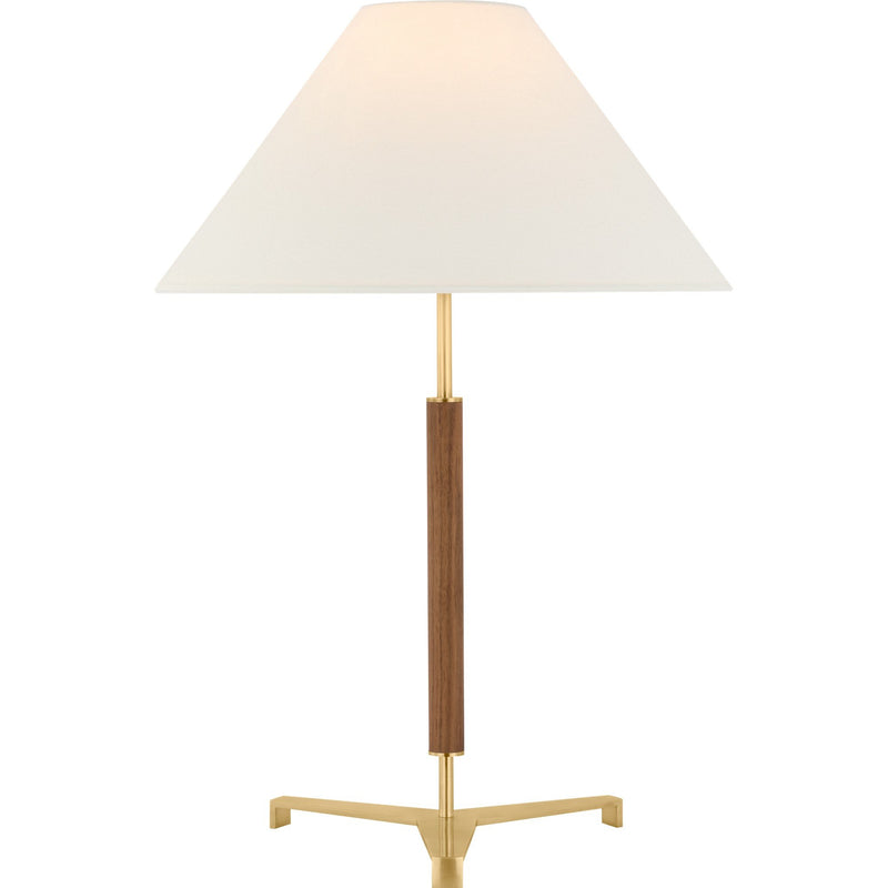 Amaya 28" Table Lamp in Antique-Burnished Brass and Walnut