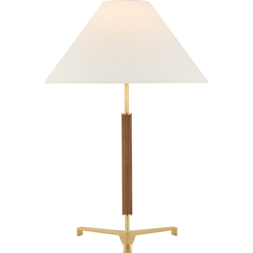 Amaya 28" Table Lamp in Antique-Burnished Brass and Walnut
