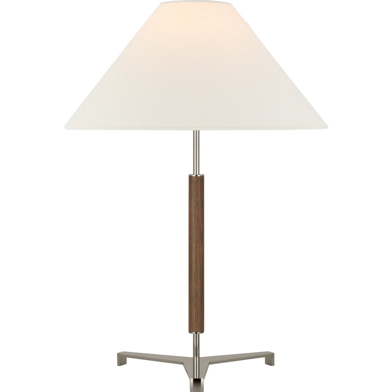 Amaya 28" Table Lamp in Polished Nickel and Walnut