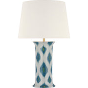 Mallory Medium Table Lamp in Peacock Presidio Ikat