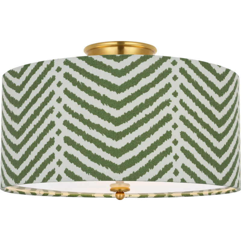 Cheever 15" 2-Light Semi-Flush Mount in Hand-Rubbed Antique Brass
