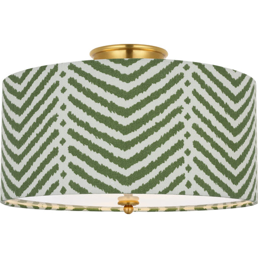 Cheever 15" 2-Light Semi-Flush Mount in Hand-Rubbed Antique Brass