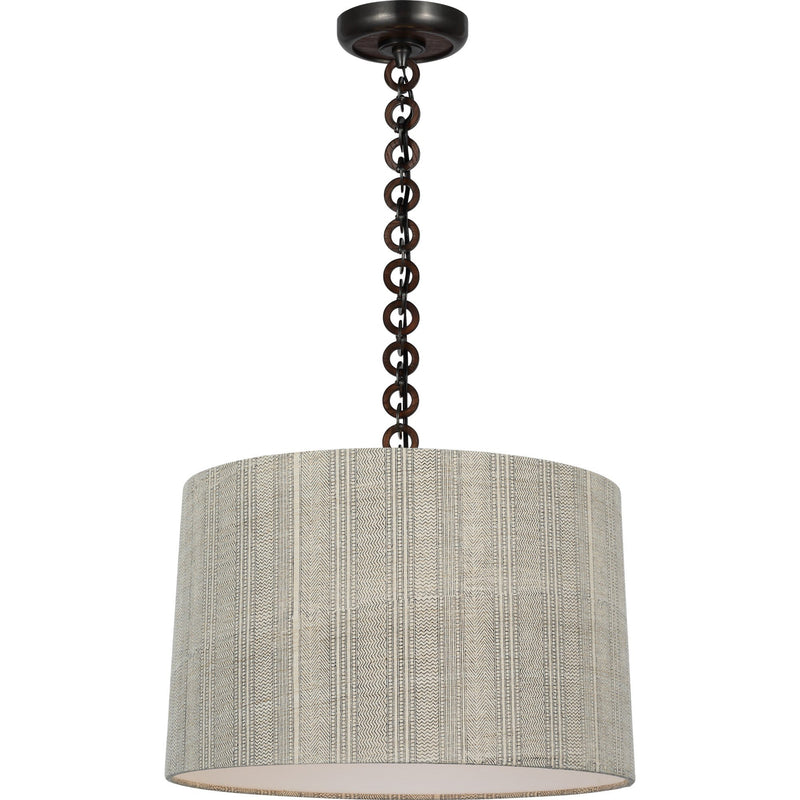 Evelyn 19" Hanging Shade Pendant in Bronze and Natural Oak
