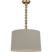 Evelyn 19" Hanging Shade Pendant in Hand-Rubbed Antique Brass and Natural Oak
