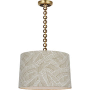 Evelyn 19" Hanging Shade Pendant in Hand-Rubbed Antique Brass and Natural Oak