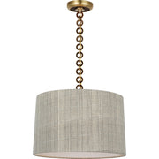 Evelyn 19" Hanging Shade Pendant in Hand-Rubbed Antique Brass and Natural Oak
