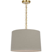Evelyn 19" Hanging Shade Pendant in Hand-Rubbed Antique Brass and White Oak