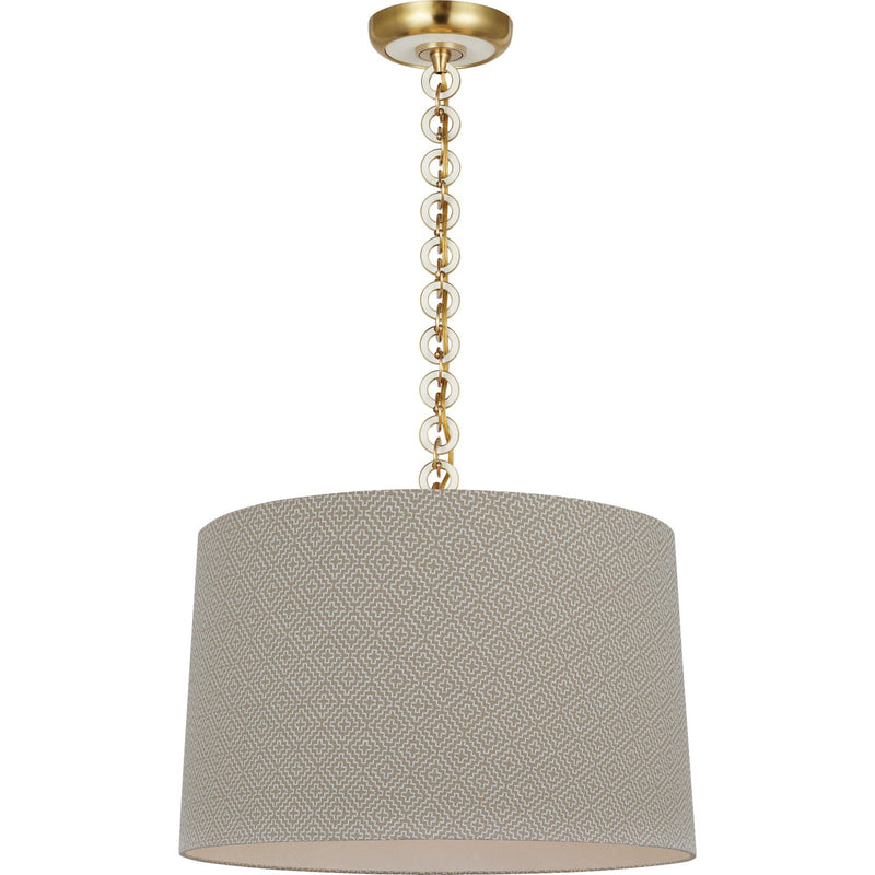 Evelyn 19" Hanging Shade Pendant in Hand-Rubbed Antique Brass and White Oak