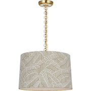 Evelyn 19" Hanging Shade Pendant in Hand-Rubbed Antique Brass and White Oak