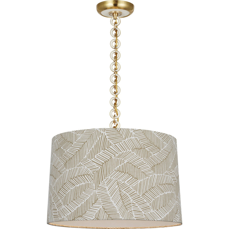 Evelyn 19" Hanging Shade Pendant in Hand-Rubbed Antique Brass and White Oak