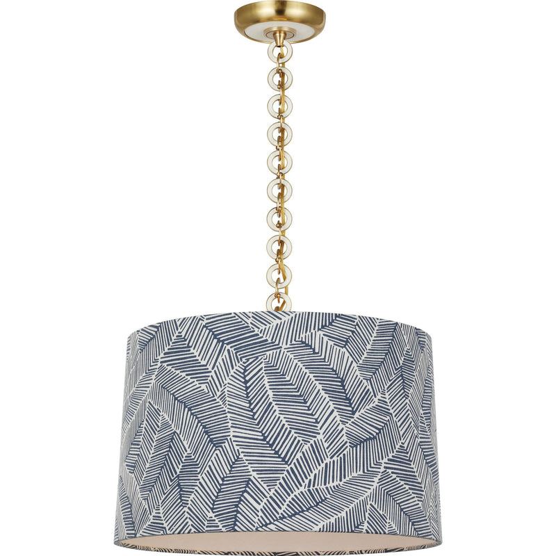 Evelyn 19" Hanging Shade Pendant in Hand-Rubbed Antique Brass and White Oak