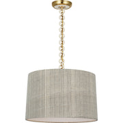 Evelyn 19" Hanging Shade Pendant in Hand-Rubbed Antique Brass and White Oak