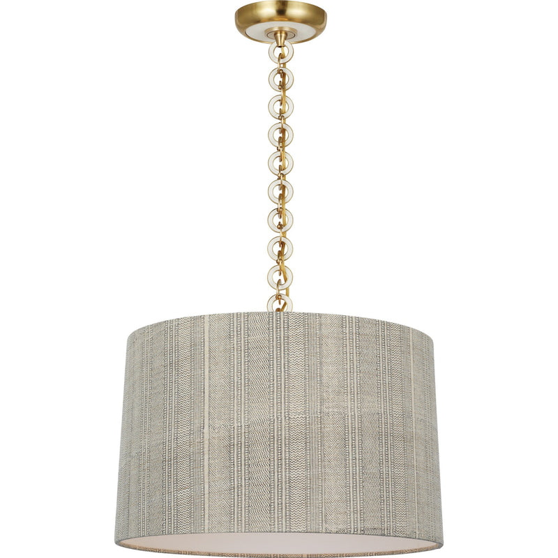 Evelyn 19" Hanging Shade Pendant in Hand-Rubbed Antique Brass and White Oak