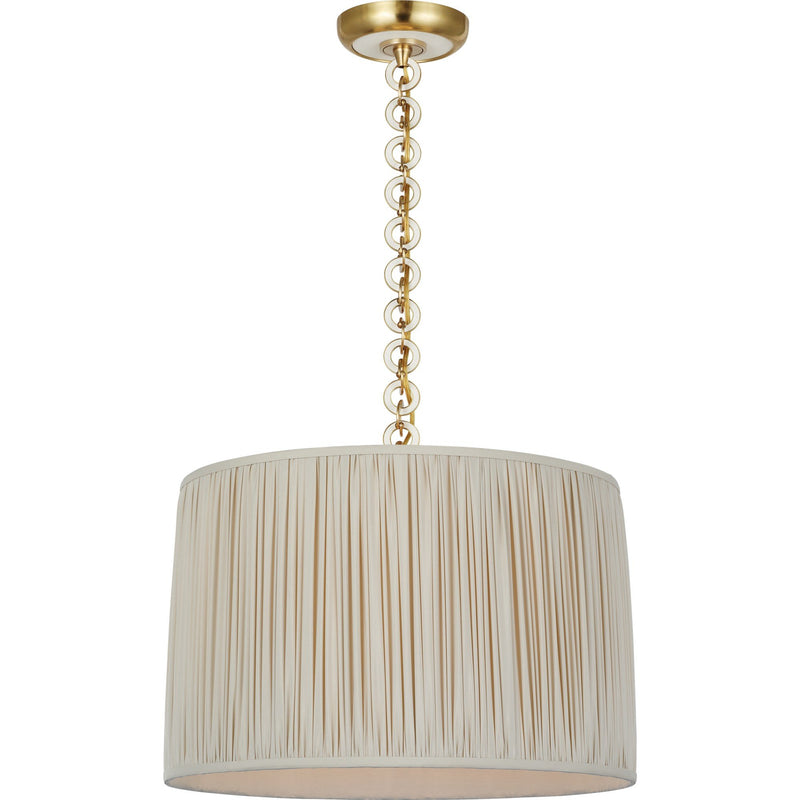Evelyn 19" Hanging Shade Pendant in Hand-Rubbed Antique Brass and White Oak