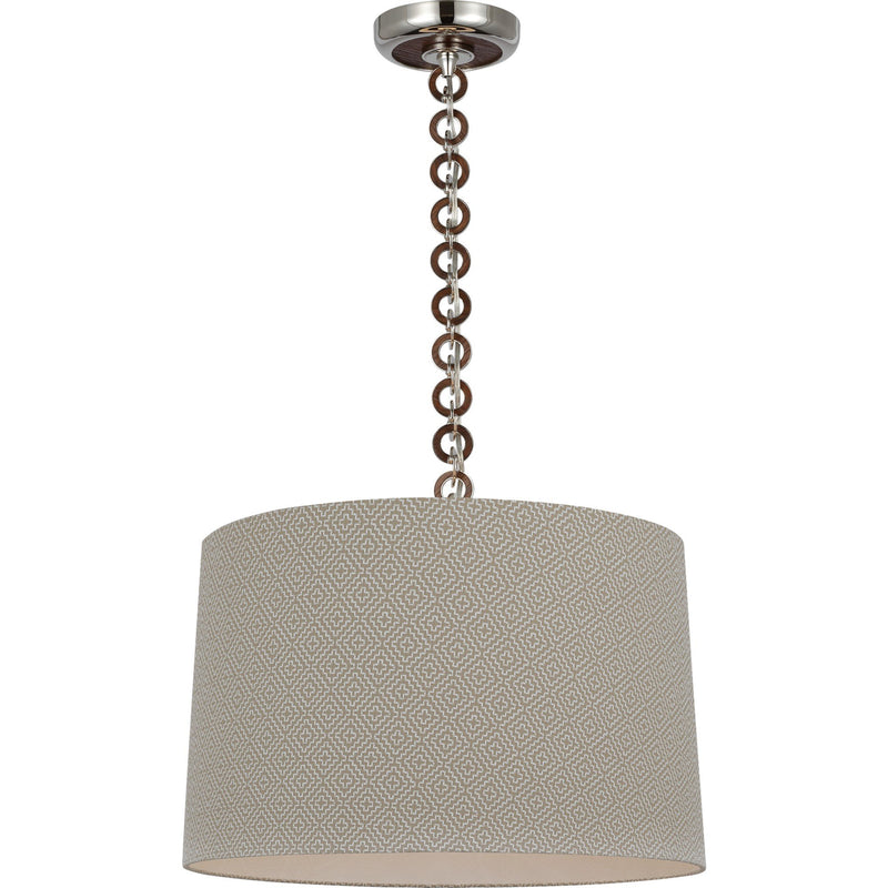 Evelyn 19" Hanging Shade Pendant in Polished Nickel and Natural Oak