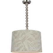 Evelyn 19" Hanging Shade Pendant in Polished Nickel and Natural Oak