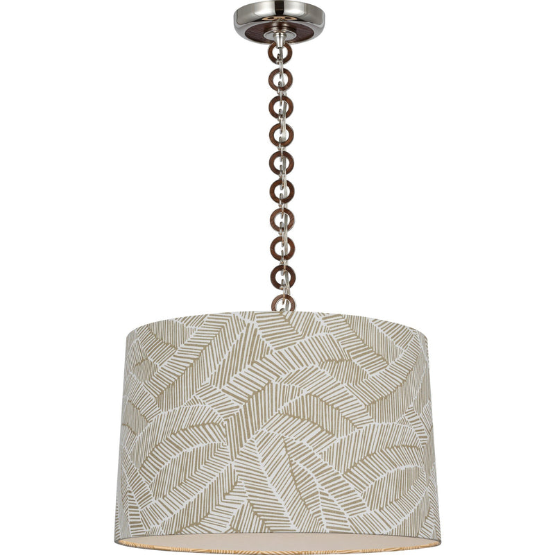 Evelyn 19" Hanging Shade Pendant in Polished Nickel and Natural Oak