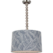 Evelyn 19" Hanging Shade Pendant in Polished Nickel and Natural Oak