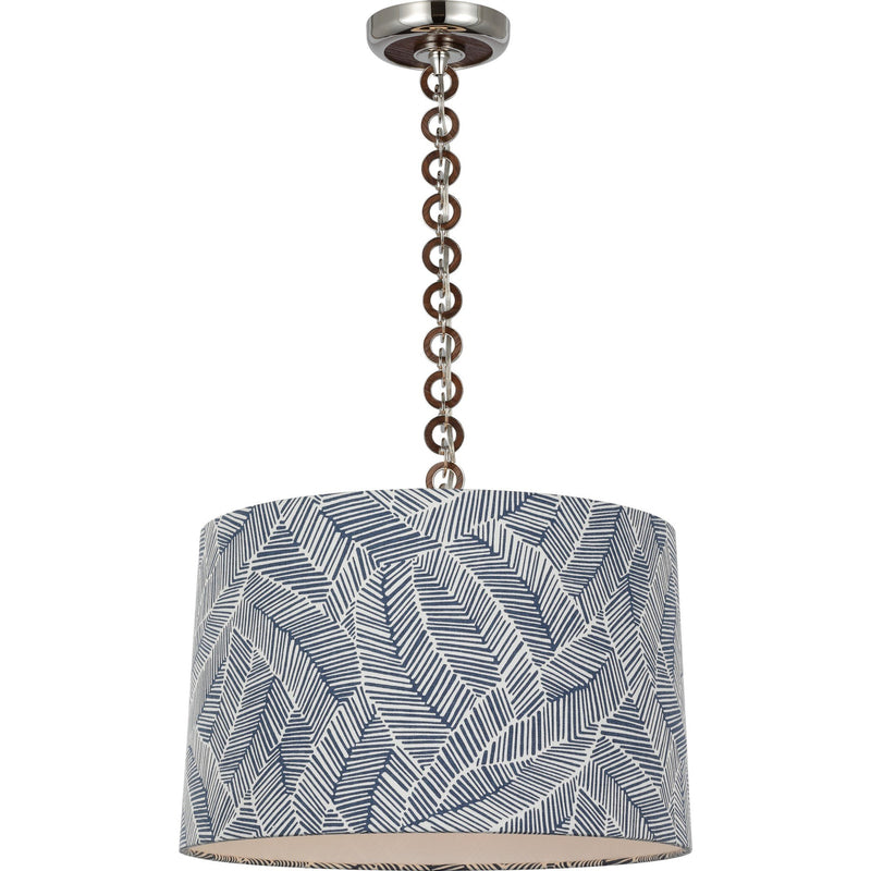 Evelyn 19" Hanging Shade Pendant in Polished Nickel and Natural Oak