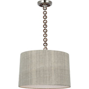 Evelyn 19" Hanging Shade Pendant in Polished Nickel and Natural Oak