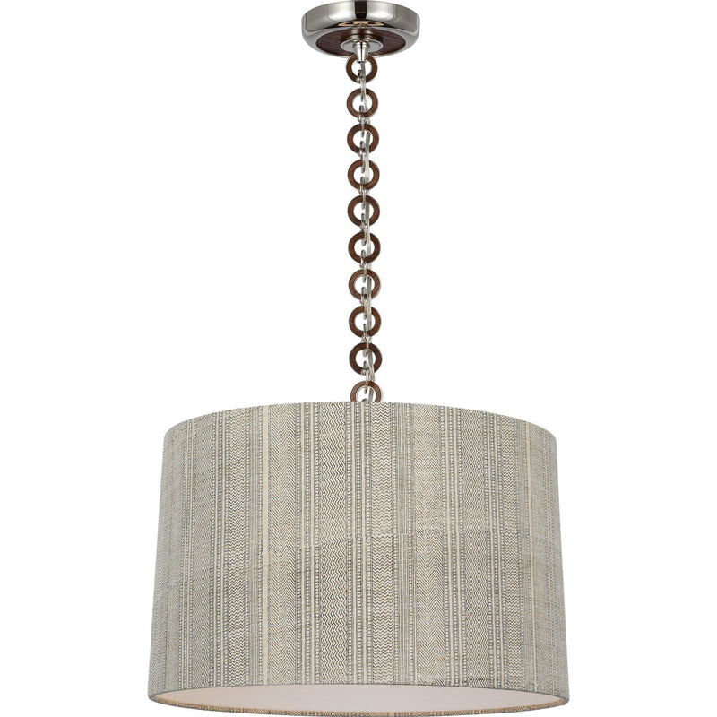 Evelyn 19" Hanging Shade Pendant in Polished Nickel and Natural Oak