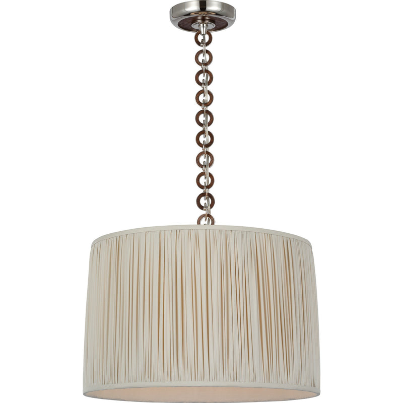 Evelyn 19" Hanging Shade Pendant in Polished Nickel and Natural Oak
