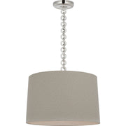 Evelyn 19" Hanging Shade Pendant in Polished Nickel and White Oak