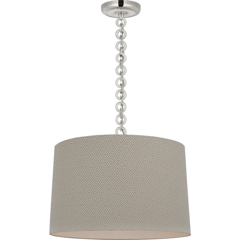 Evelyn 19" Hanging Shade Pendant in Polished Nickel and White Oak