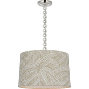 Evelyn 19" Hanging Shade Pendant in Polished Nickel and White Oak