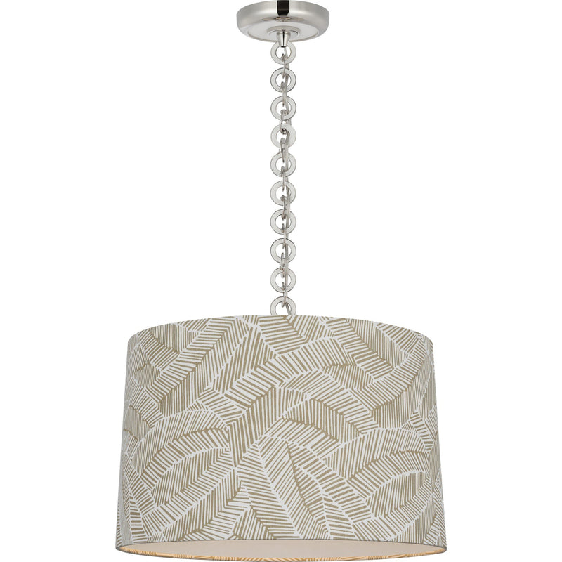 Evelyn 19" Hanging Shade Pendant in Polished Nickel and White Oak