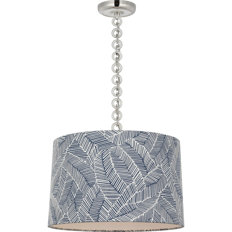 Evelyn 19" Hanging Shade Pendant in Polished Nickel and White Oak