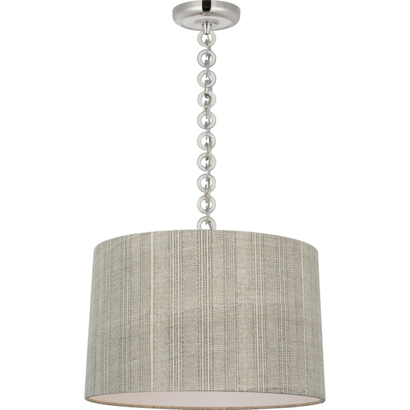 Evelyn 19" Hanging Shade Pendant in Polished Nickel and White Oak