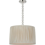 Evelyn 19" Hanging Shade Pendant in Polished Nickel and White Oak
