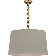 Evelyn 25" Hanging Shade Pendant in Hand-Rubbed Antique Brass and Natural Oak