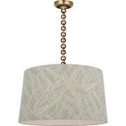 Evelyn 25" Hanging Shade Pendant in Hand-Rubbed Antique Brass and Natural Oak