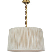 Evelyn 25" Hanging Shade Pendant in Hand-Rubbed Antique Brass and Natural Oak