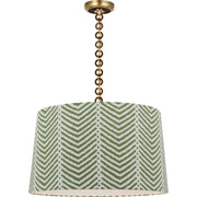 Evelyn 25" Hanging Shade Pendant in Hand-Rubbed Antique Brass and Natural Oak