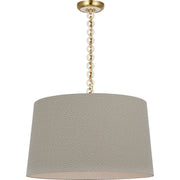 Evelyn 25" Hanging Shade Pendant in Hand-Rubbed Antique Brass and White Oak