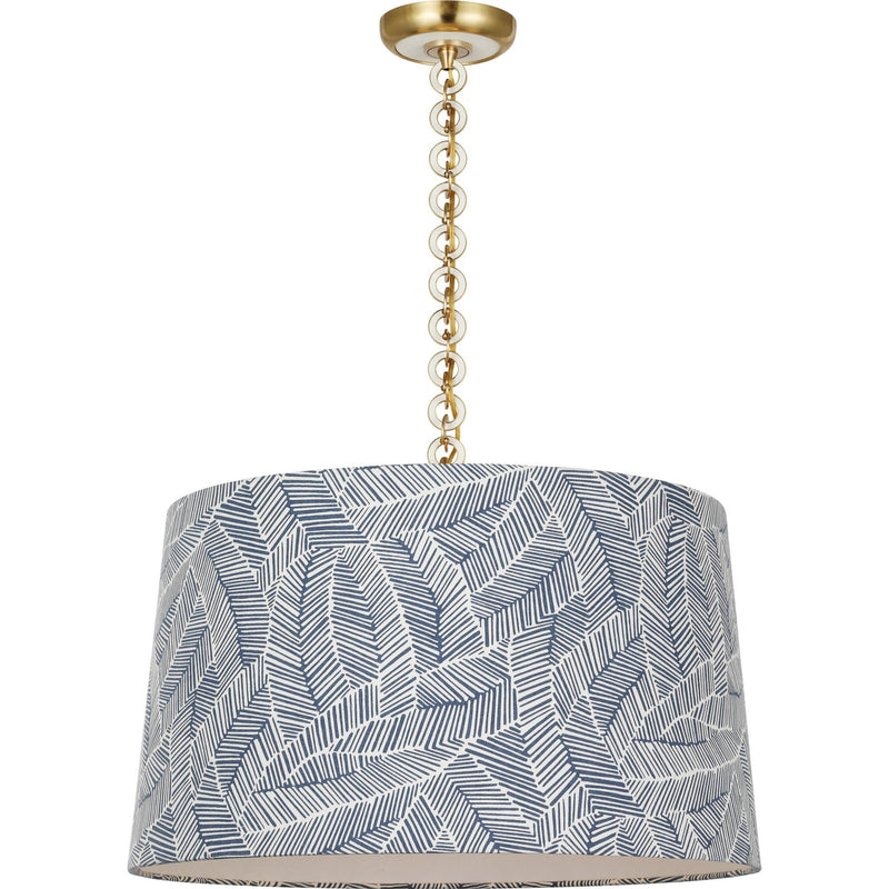 Evelyn 25" Hanging Shade Pendant in Hand-Rubbed Antique Brass and White Oak