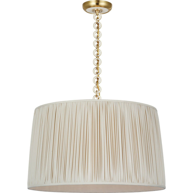 Evelyn 25" Hanging Shade Pendant in Hand-Rubbed Antique Brass and White Oak