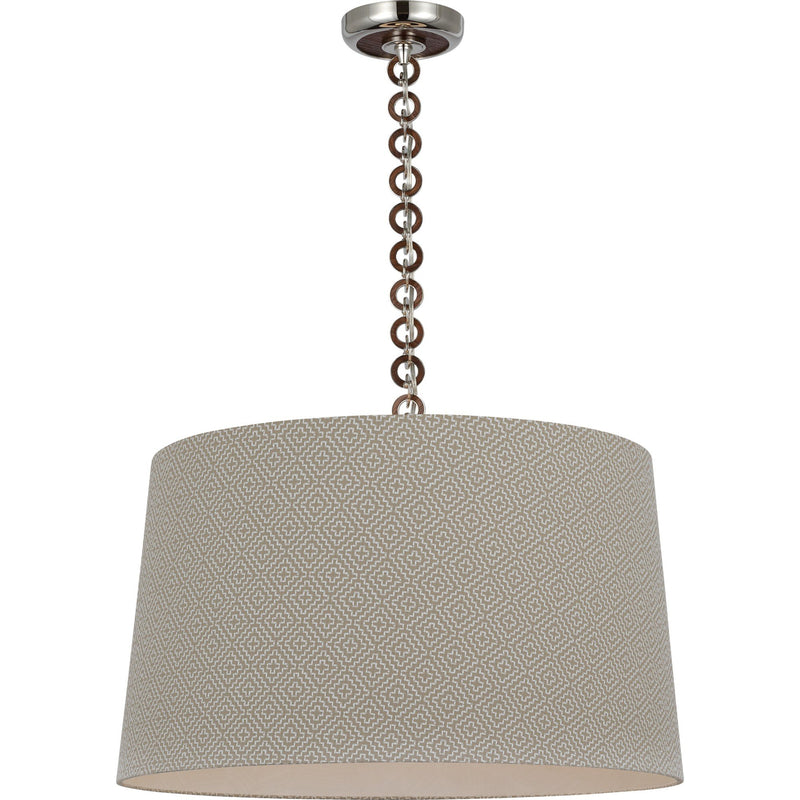 Evelyn 25" Hanging Shade Pendant in Polished Nickel and Natural Oak