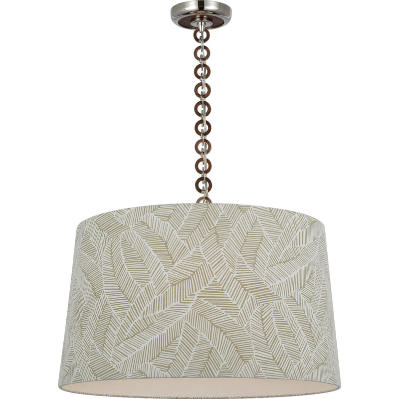 Evelyn 25" Hanging Shade Pendant in Polished Nickel and Natural Oak