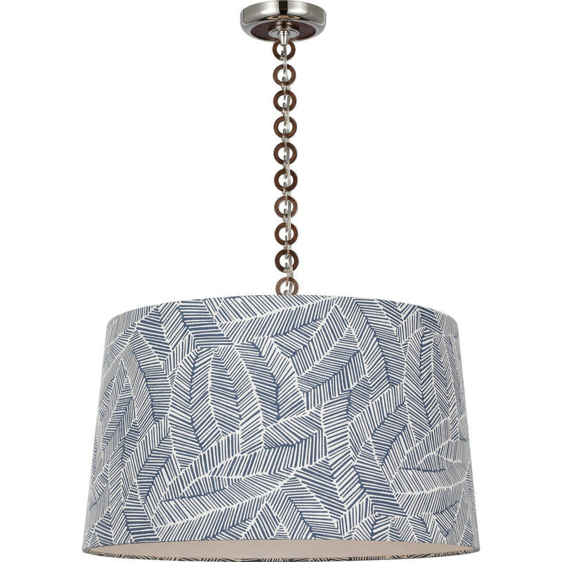 Evelyn 25" Hanging Shade Pendant in Polished Nickel and Natural Oak